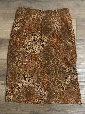 Vintage 1980s Women's whimsigoth Brown Paisley Pencil Skirt